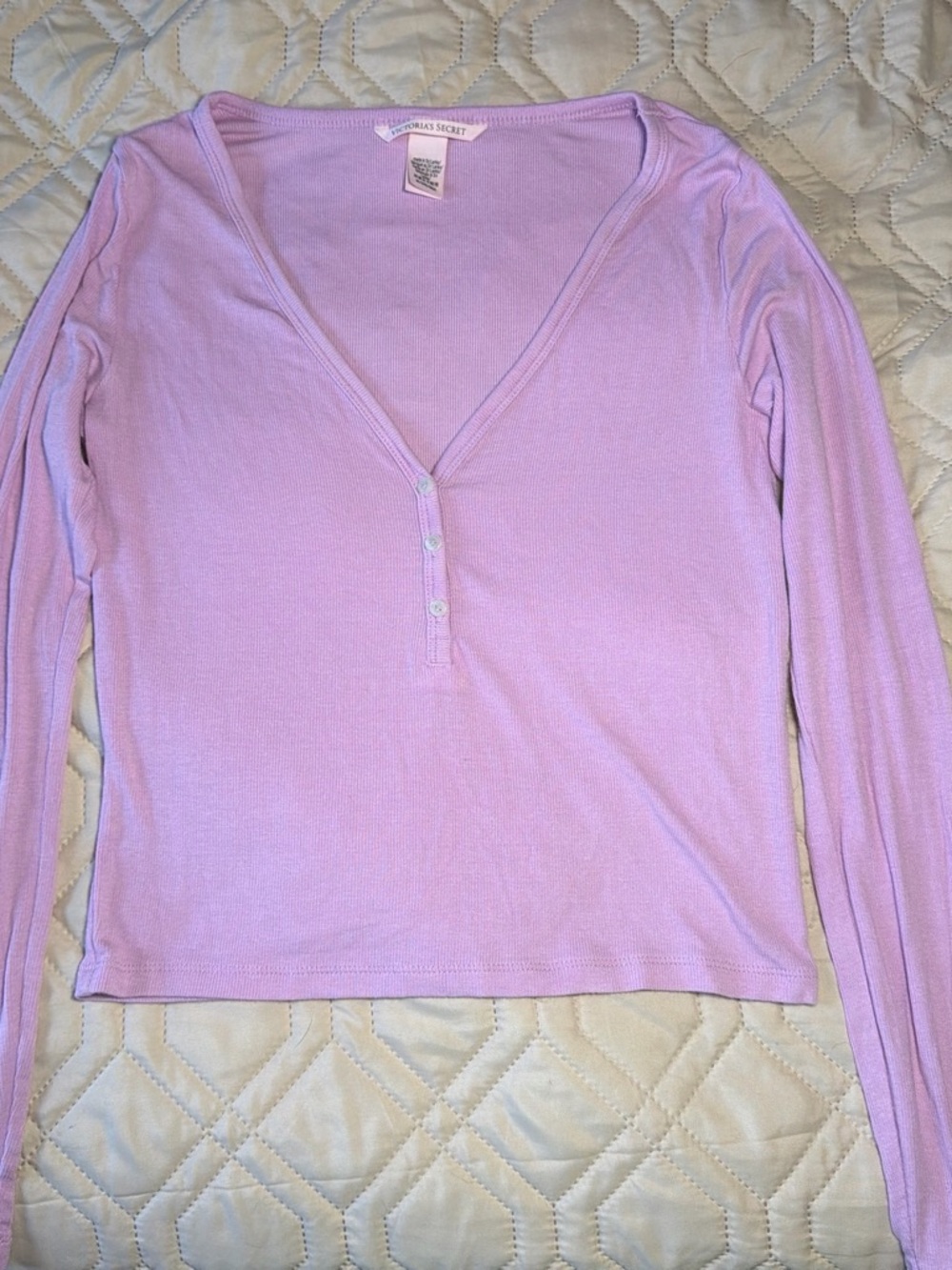 Victoria's Secret Light Lavender Long-Sleeve Henley Top